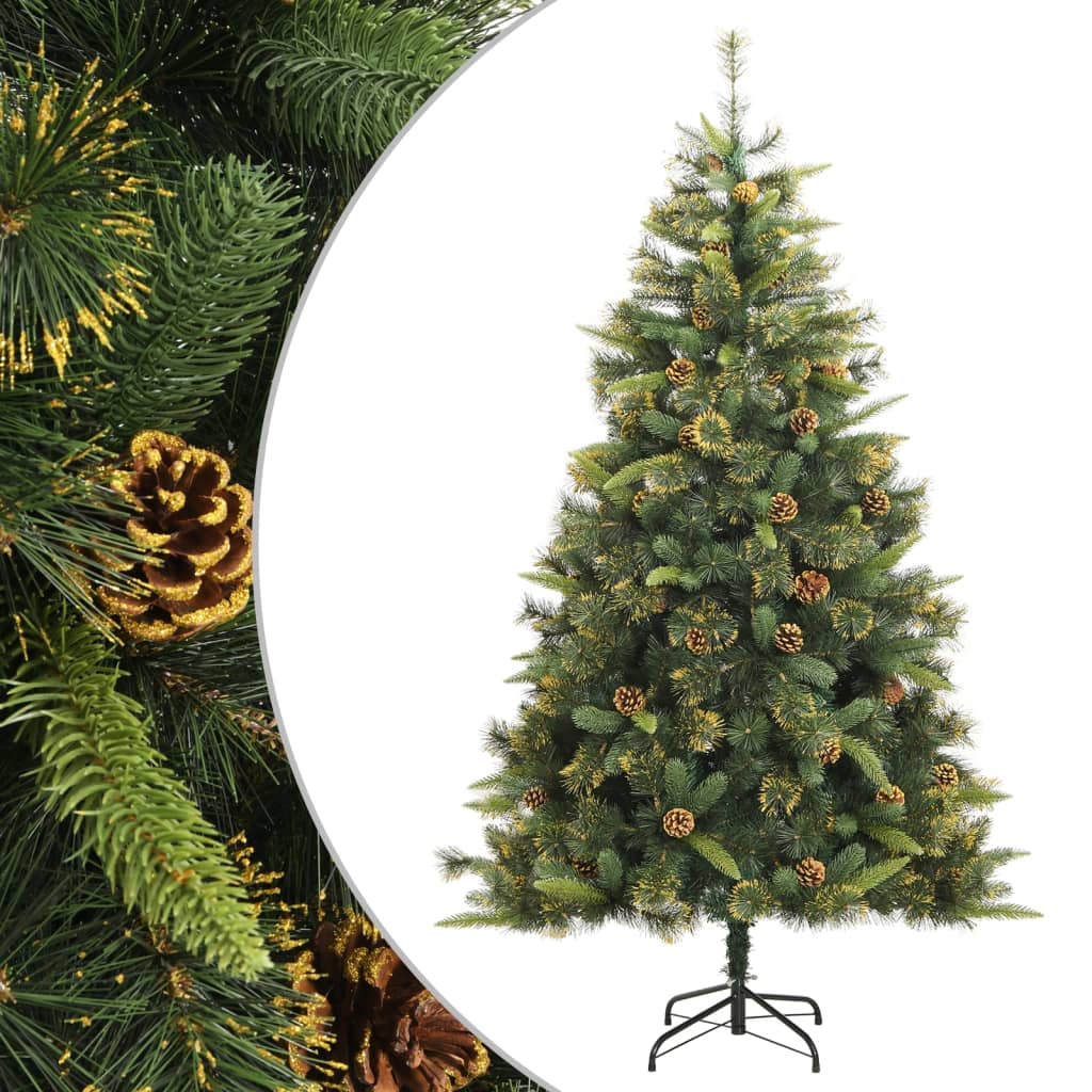vidaXL Umelý výklopný vianočný stromček so šiškami 180 cm
