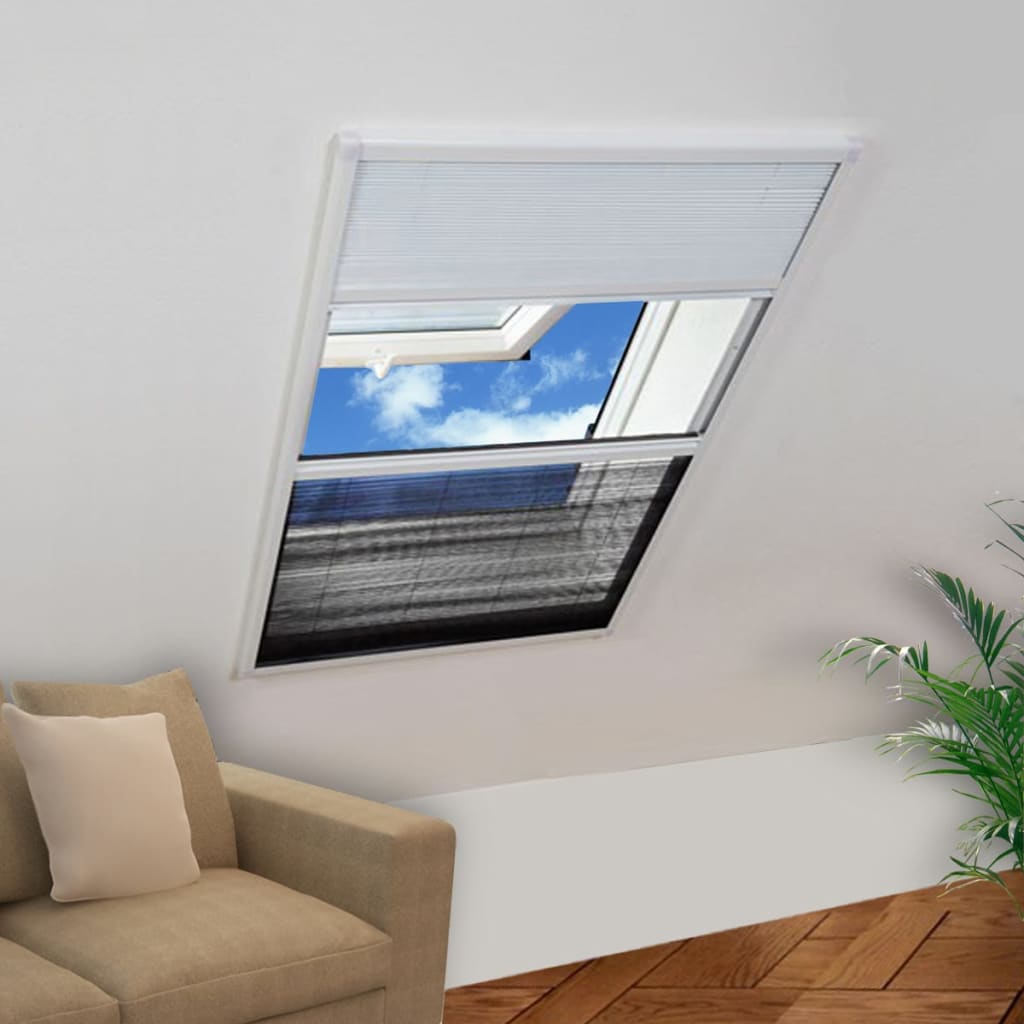 vidaXL Plisovaná okenná sieťka proti hmyzu s hliníkovým rámom a roletou 160 x 110 cm