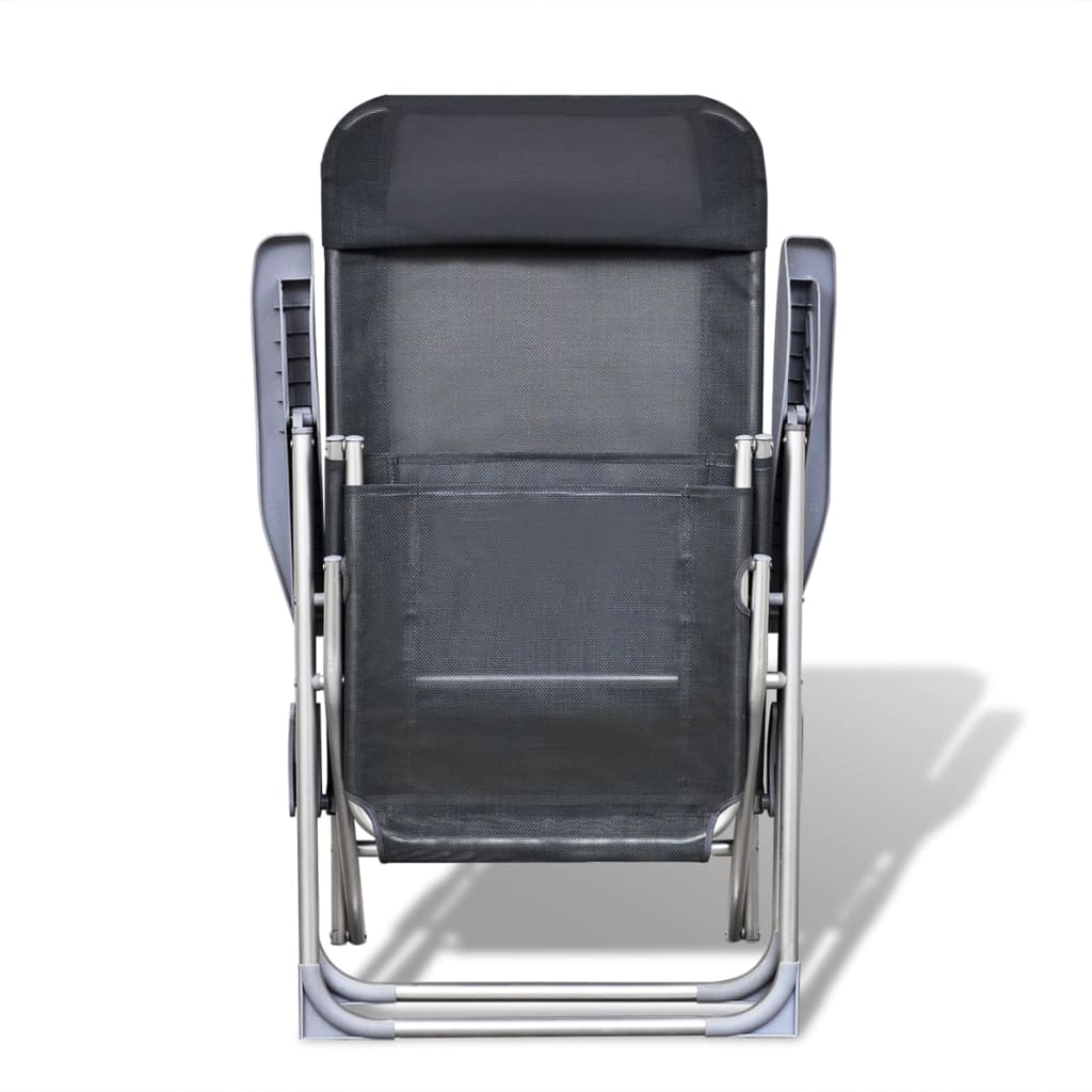 vidaXL Skladacie záhradné stoličky 2 ks, hliník a textilén, sivé
