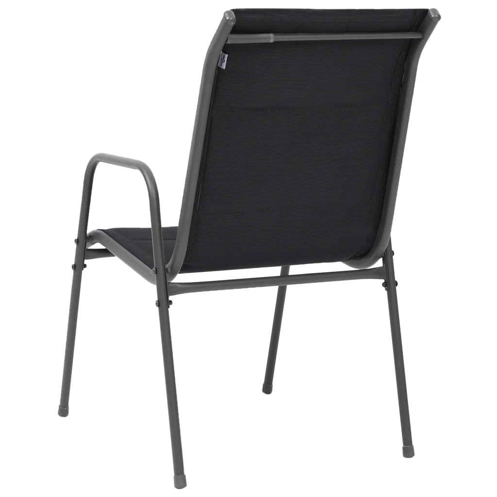 vidaXL Stohovateľné záhradné stoličky 4 ks oceľ a textilén čierne