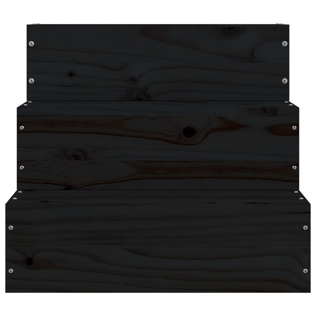 vidaXL Schody pre domáce zvieratá čierne 40x37,5x35cm masívna borovica
