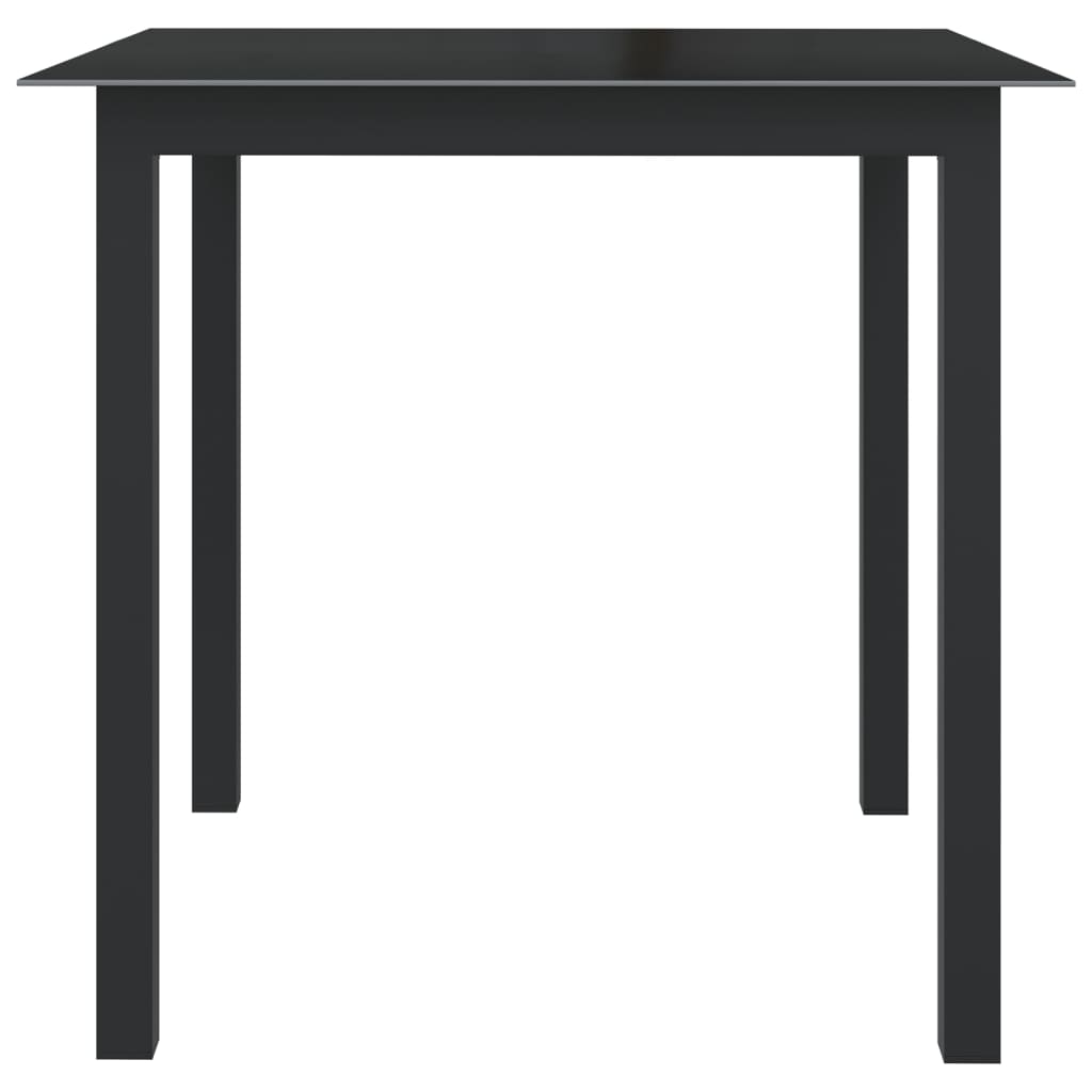 vidaXL Záhradný stôl, čierny 80x80x74 cm, hliník a sklo