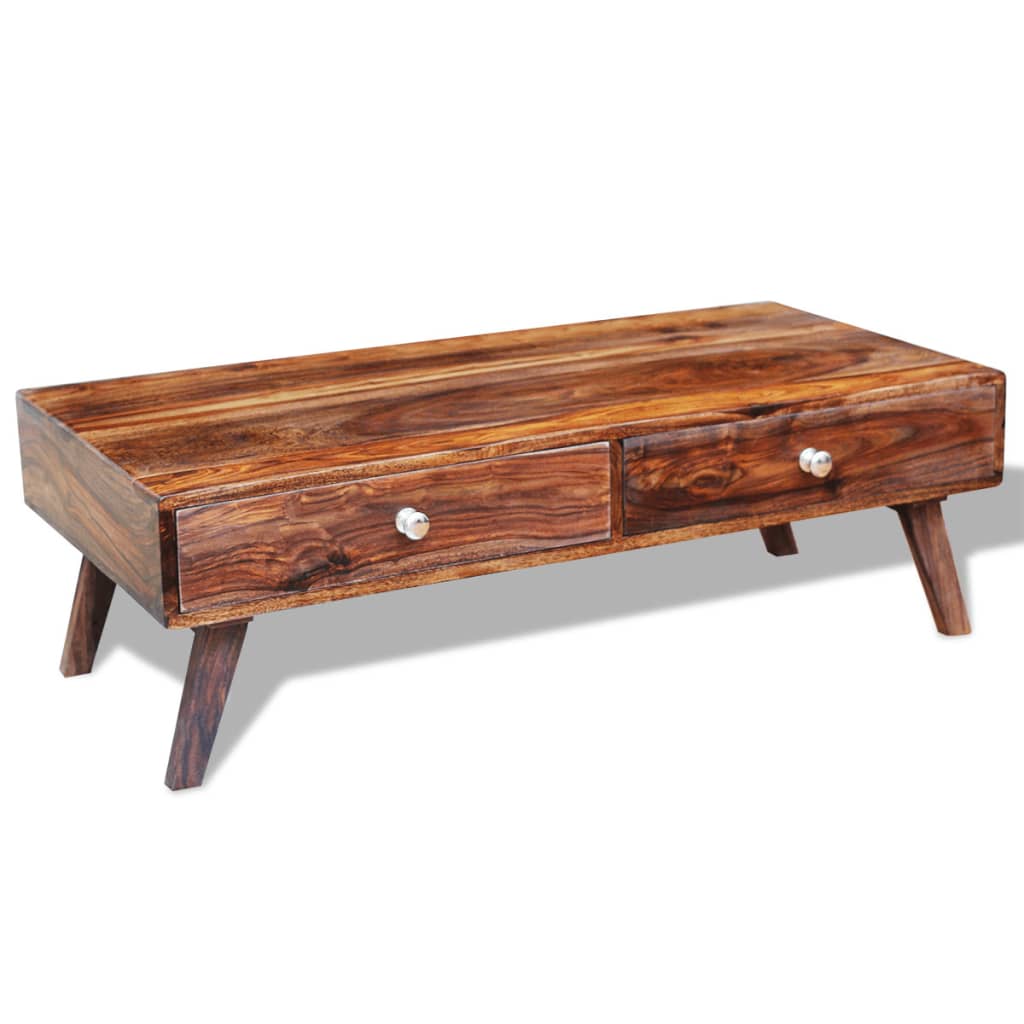 vidaXL Konferenčný stolík so 4 zásuvkami 35 cm, drevený masív sheesham