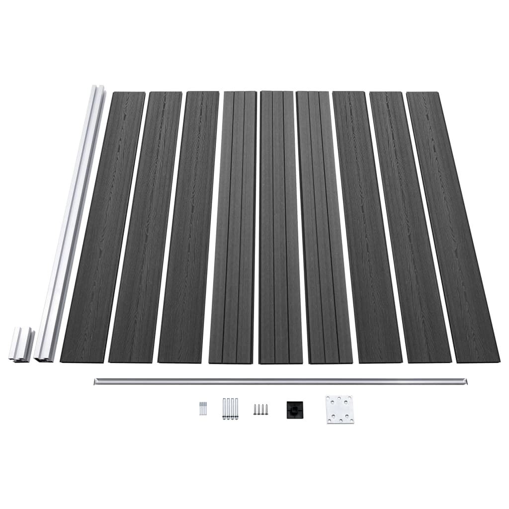 vidaXL Sada plotových panelov WPC 1657x(105-186) cm čierna