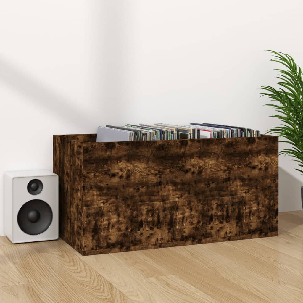 vidaXL Úložný box na vinyly, tmavý dub 71x34x36 cm, kompozitné drevo