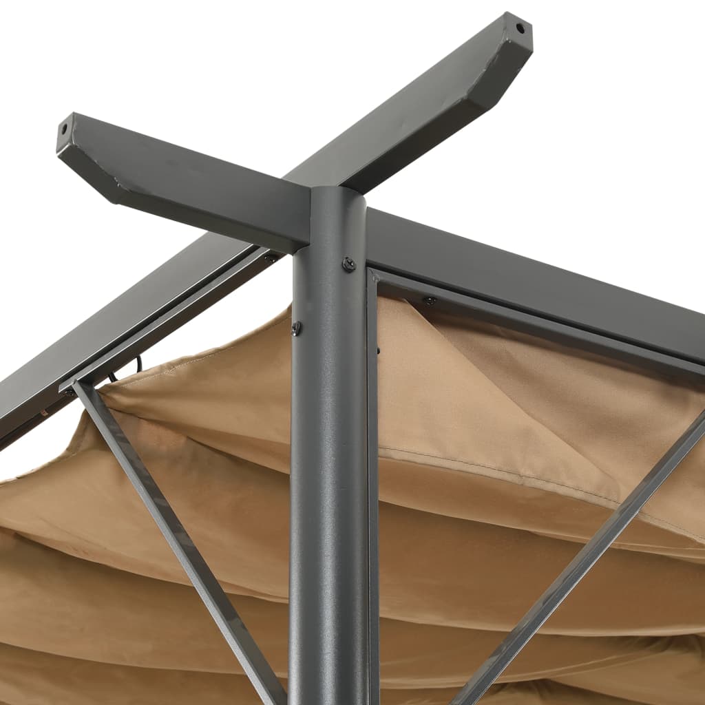 vidaXL Pergola so zaťahovacou strechou sivohnedá 3x3 m oceľ 180 g/m²