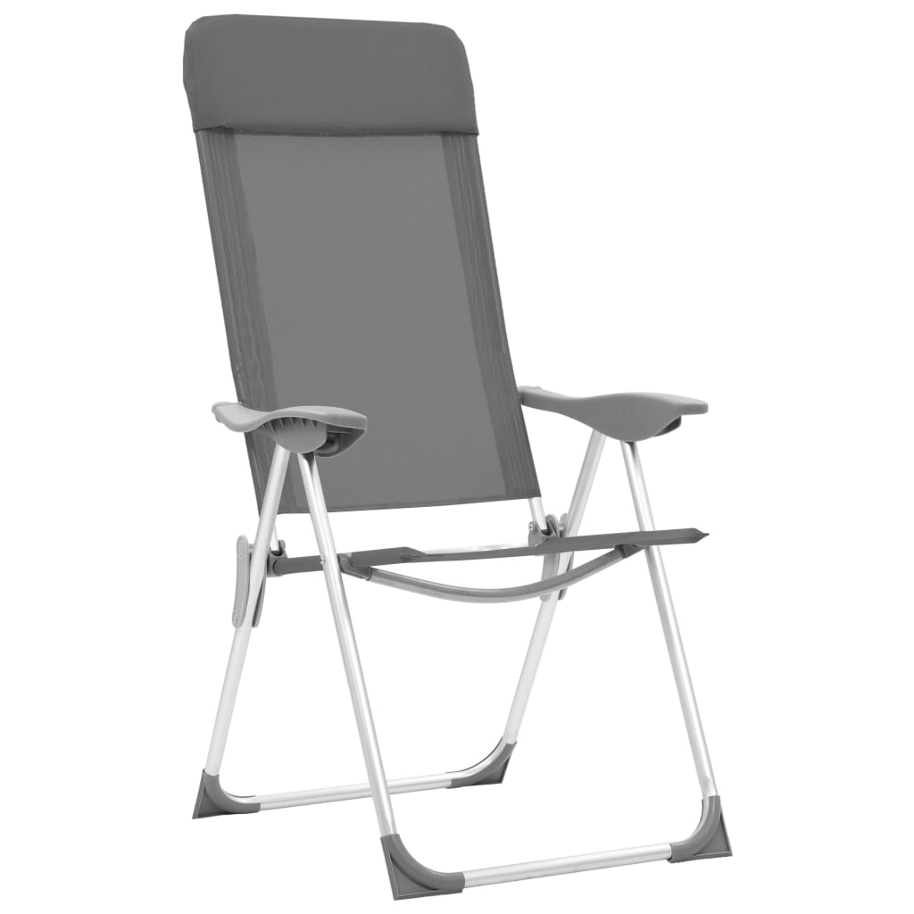 vidaXL Skladacie kempingové stoličky 2 ks, sivé, hliník