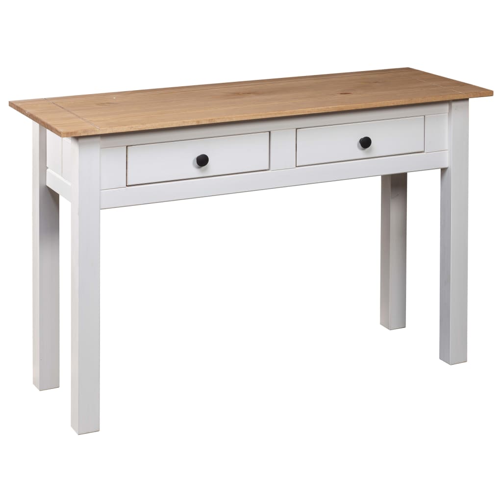 vidaXL Konzolový stôl,biely 110x40x72cm, borovicový masív Panama Range