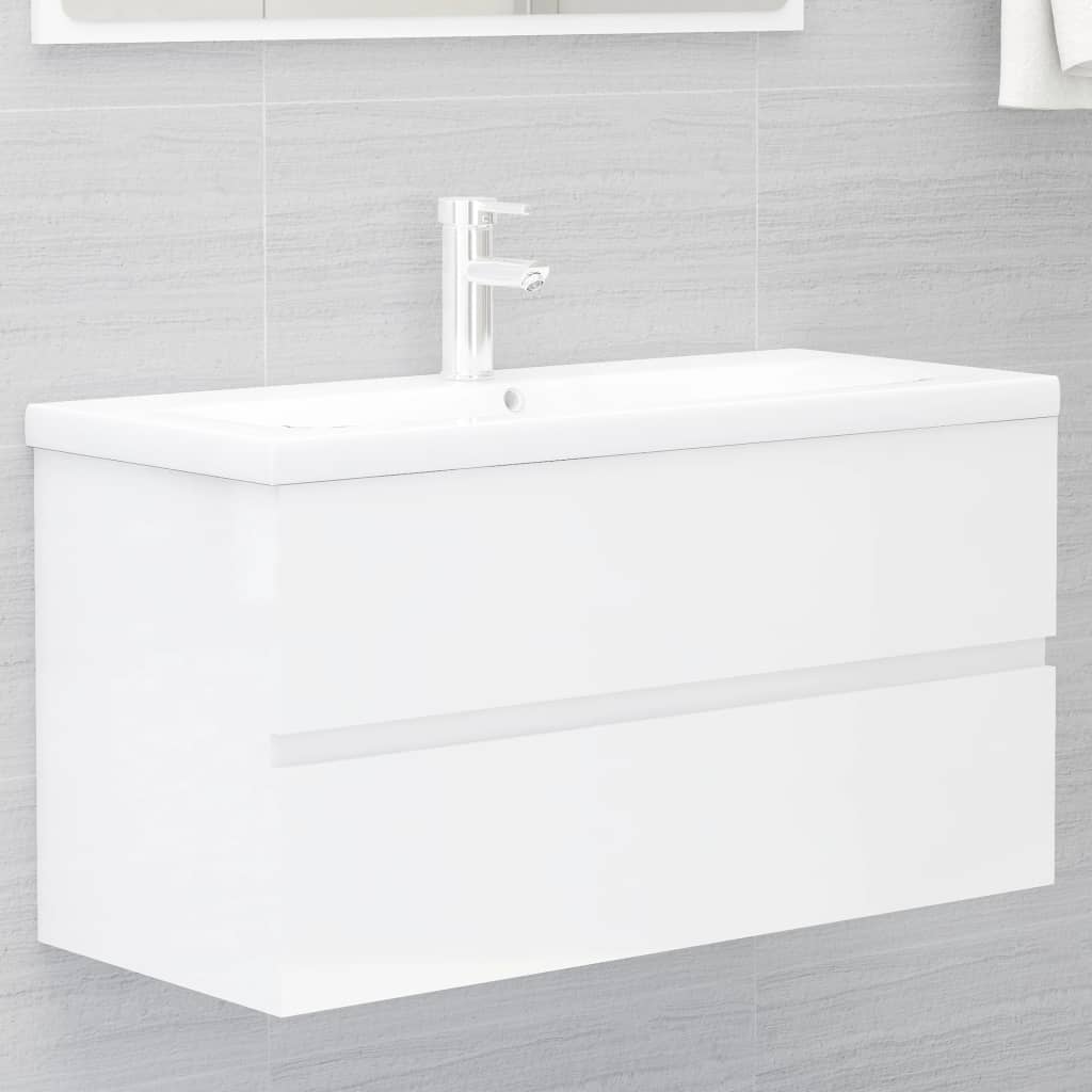 vidaXL 2-dielna sada kúpeľňového nábytku lesklá biela kompozitné drevo