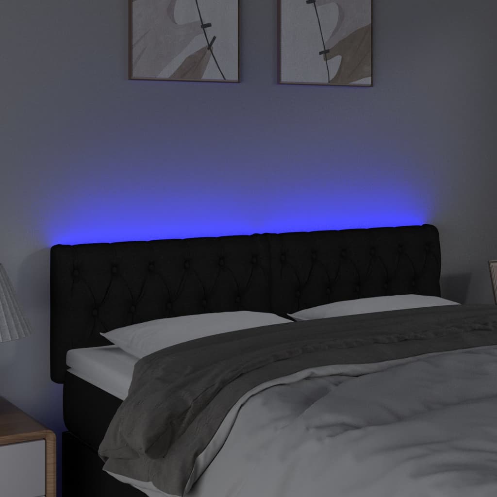 vidaXL Čelo postele s LED čierne 144x7x78/88 cm látka