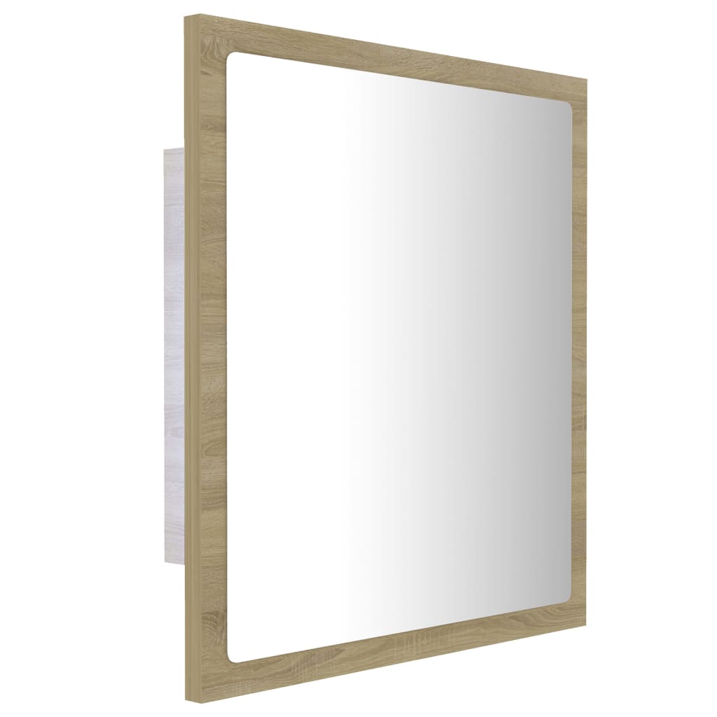 vidaXL Kúpeľňové zrkadlo s LED, dub sonoma 40x8,5x37 cm, akryl