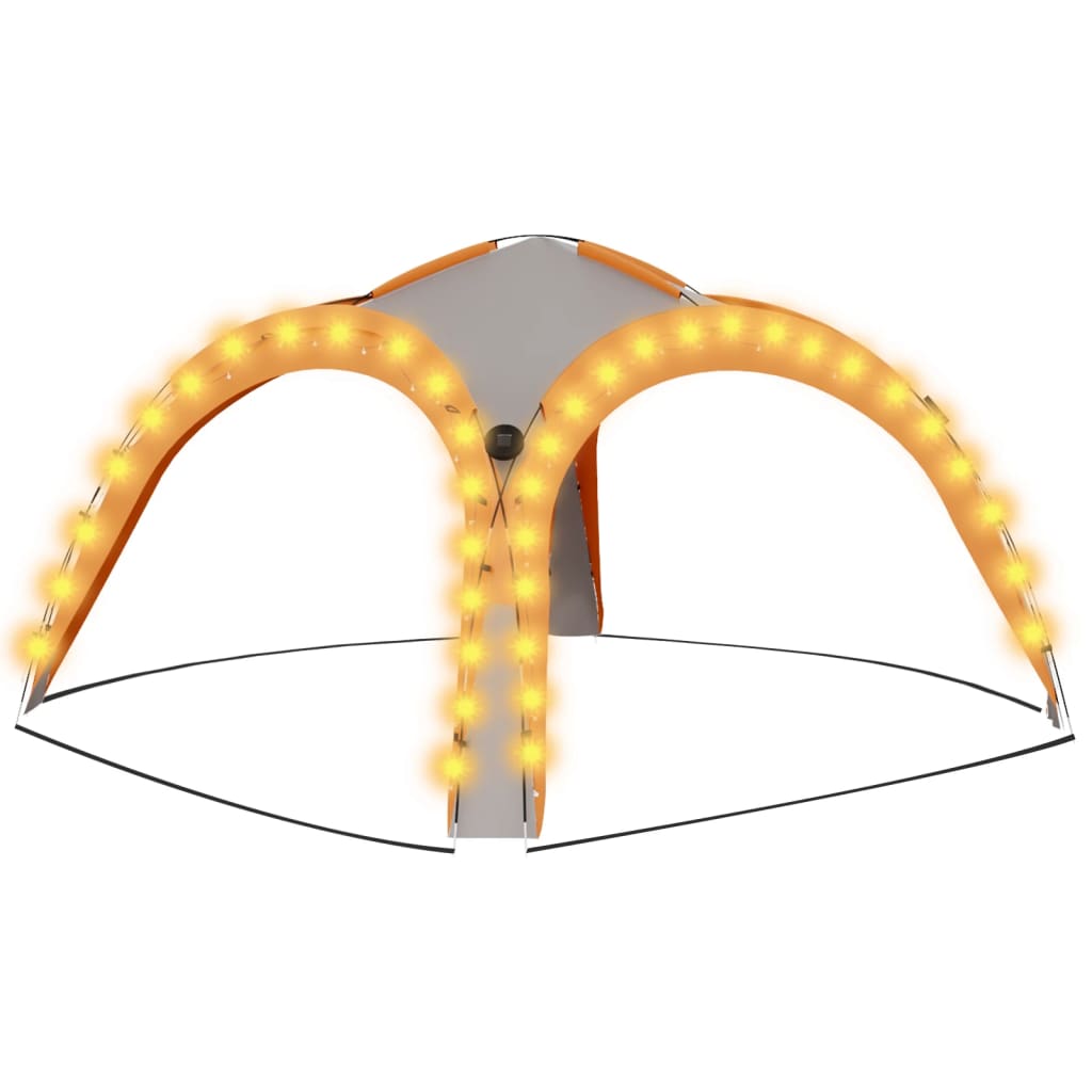 vidaXL Párty stan s LED a 4 bočnými stenami 3,6x3,6x2,3m sivo oranžový