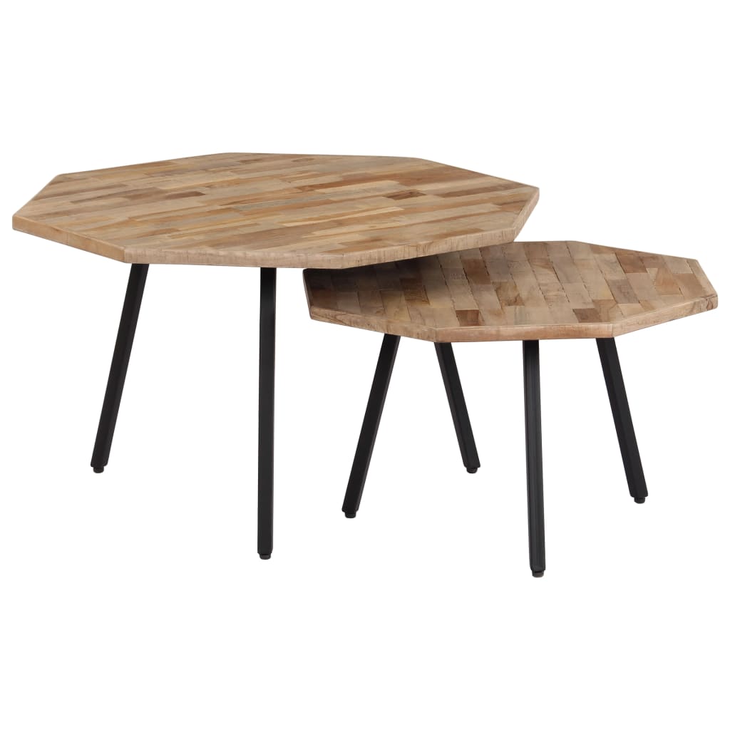 vidaXL 2-dielna súprava konferenčných stolíkov recyklované tíkové drevo šesťuholníková