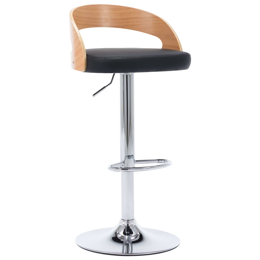 vidaXL Barové stoličky 2 ks, čierne, umelá koža a ohýbané drevo