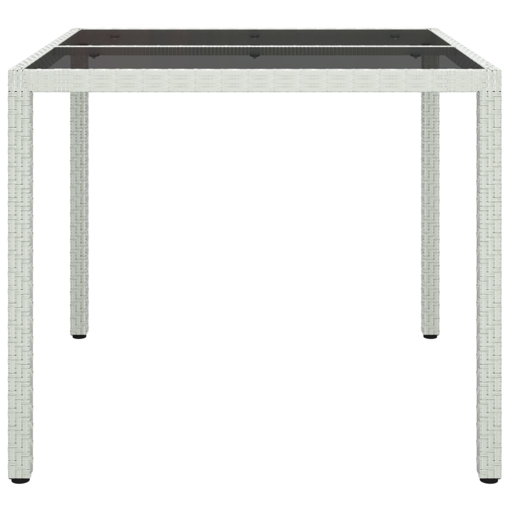 vidaXL Záhradný stôl 90x90x75 cm tvrdené sklo a polyratan biely