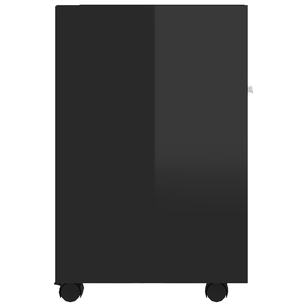 vidaXL Príručná skrinka+kolieska, lesklá čierna 33x38x60 cm