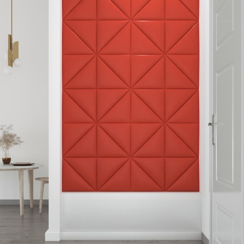 vidaXL Nástenné panely 12 ks červené 30x30 cm umelá koža 0,54 m²