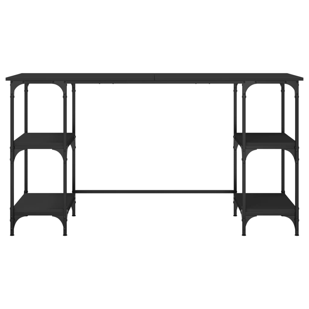 vidaXL Stôl čierny 140x50x75 cm kov a kompozitné drevo
