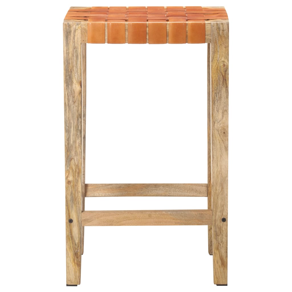 vidaXL Barové stoličky 2 ks hnedé pravá koža 75 cm