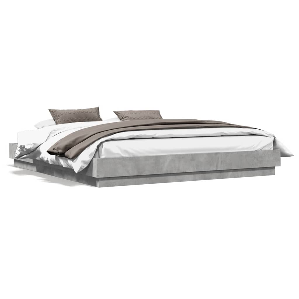 vidaXL Rám postele s LED svetlami betónovo sivý 180x200 cm