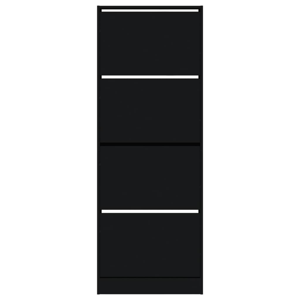 vidaXL Botník čierny 60x21x163,5 cm kompozitné drevo