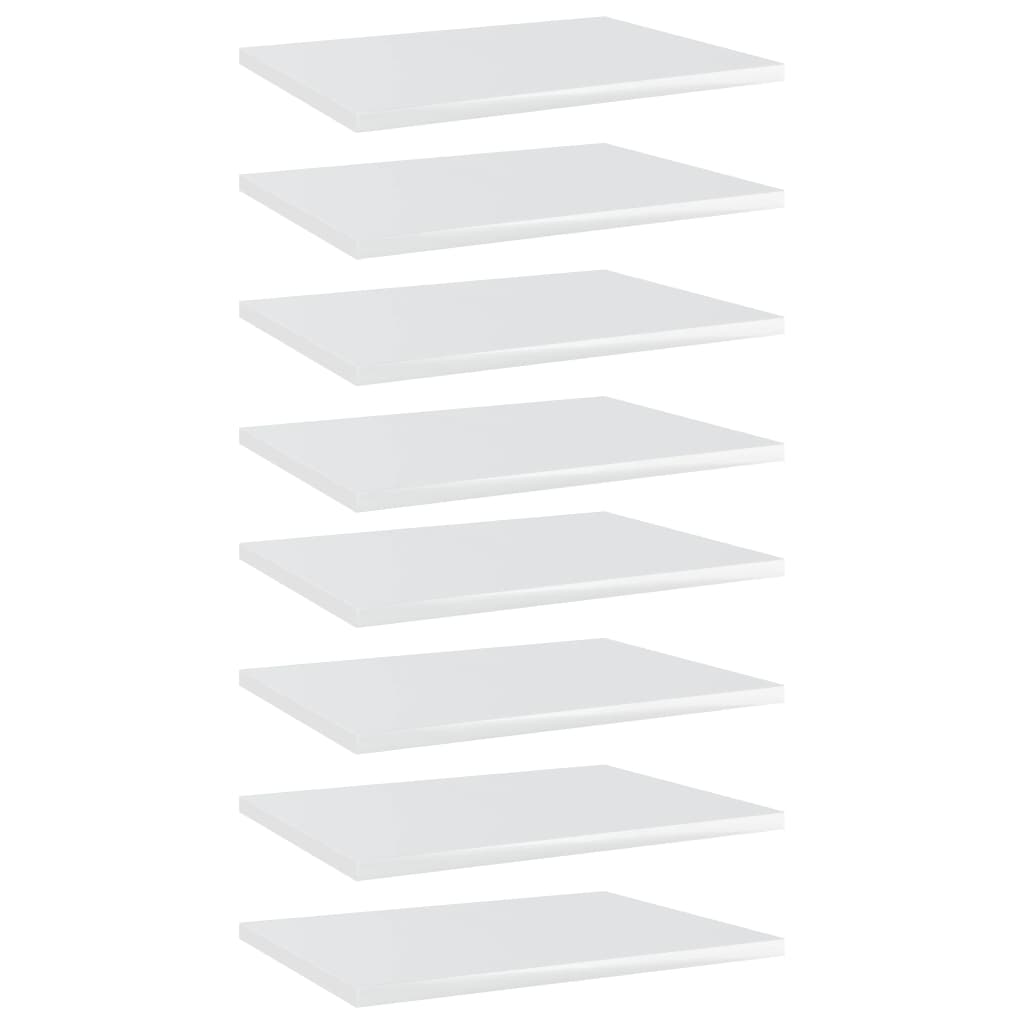 vidaXL Prídavné police 8 ks, lesklé biele 40x30x1,5 cm, drevotrieska