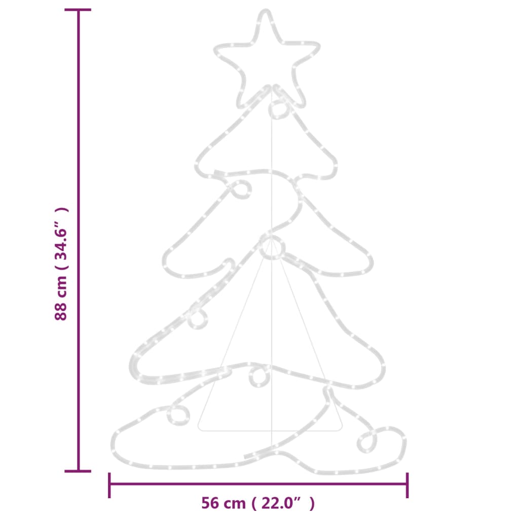 vidaXL Silueta vianočného stromčeka so 144 LED diódami 88x56 cm
