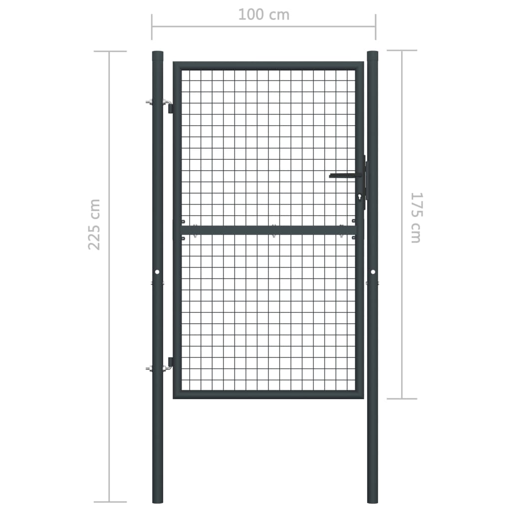 vidaXL Záhradná brána, pletivo, pozinkovaná oceľ 100x225 cm, sivá