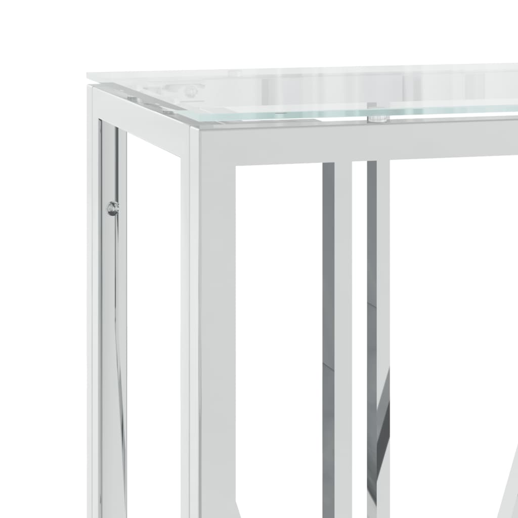 vidaXL Konferenčný stolík 110x30x40 cm nehrdzavejúca oceľ a sklo