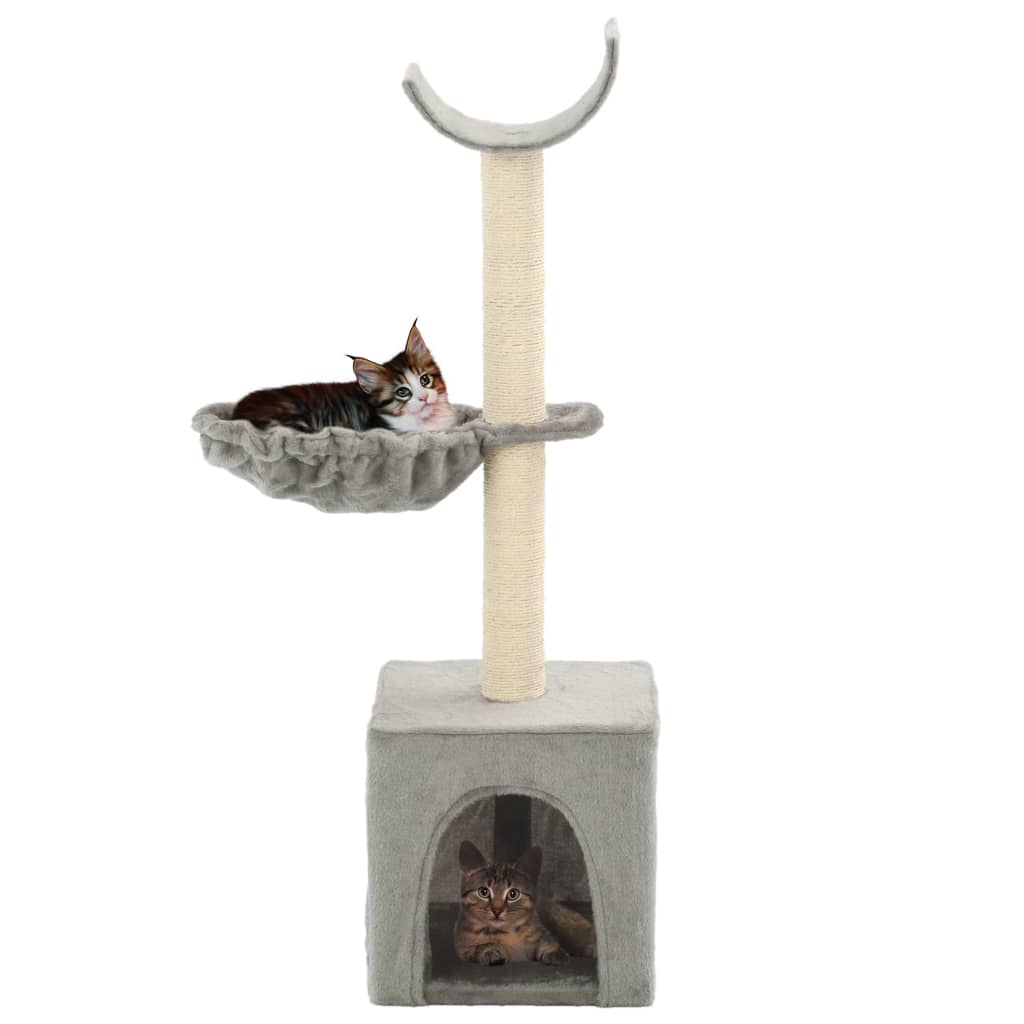 vidaXL Škrabadlo pre mačky so sisalovými stĺpikmi, 105 cm, sivé