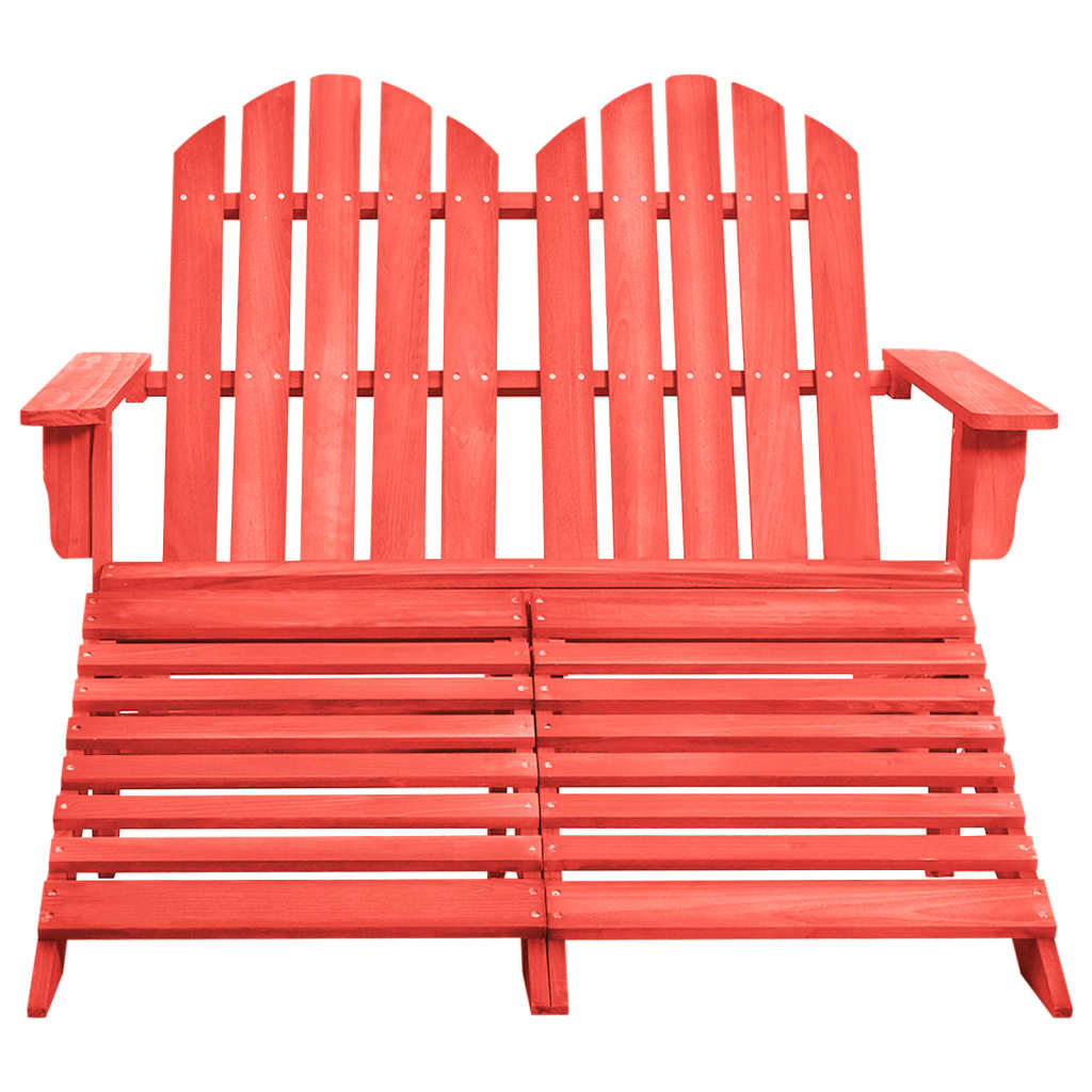vidaXL 2-miestna záhradná stolička a taburetka Adirondack jedľový masív červená