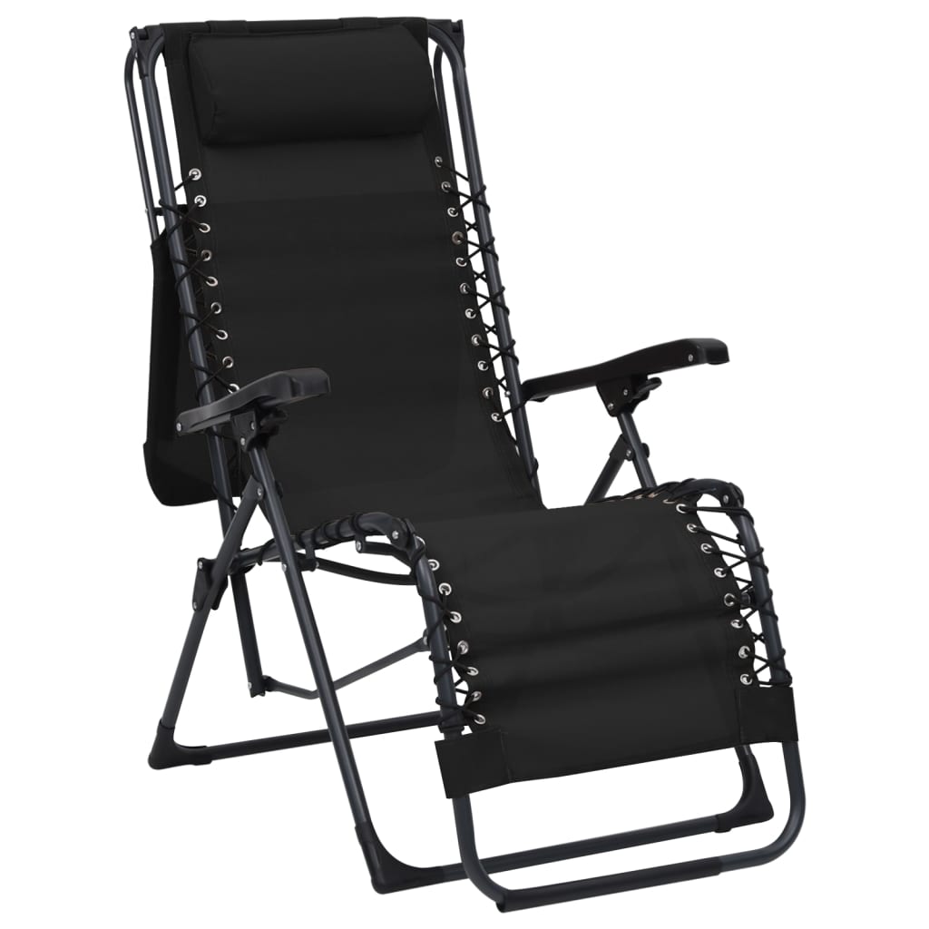 vidaXL Skladacie terasové stoličky 2 ks textilénové čierne