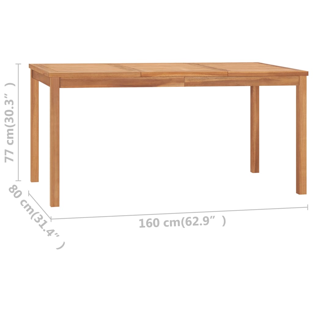 vidaXL Záhradný jedálenský stôl 160x80x77 cm teakový masív
