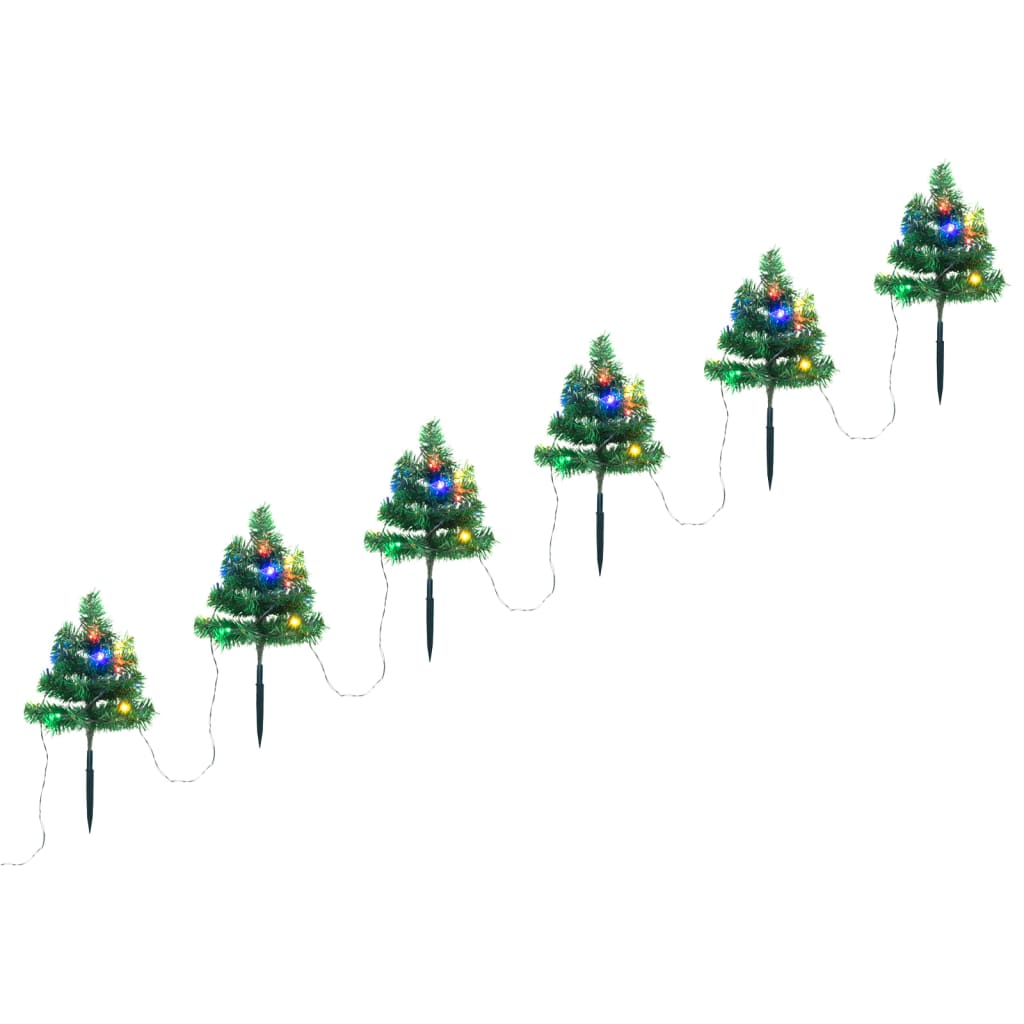 vidaXL Vianočné stromčeky k chodníku 6 ks viacfarebné LED 45 cm PVC