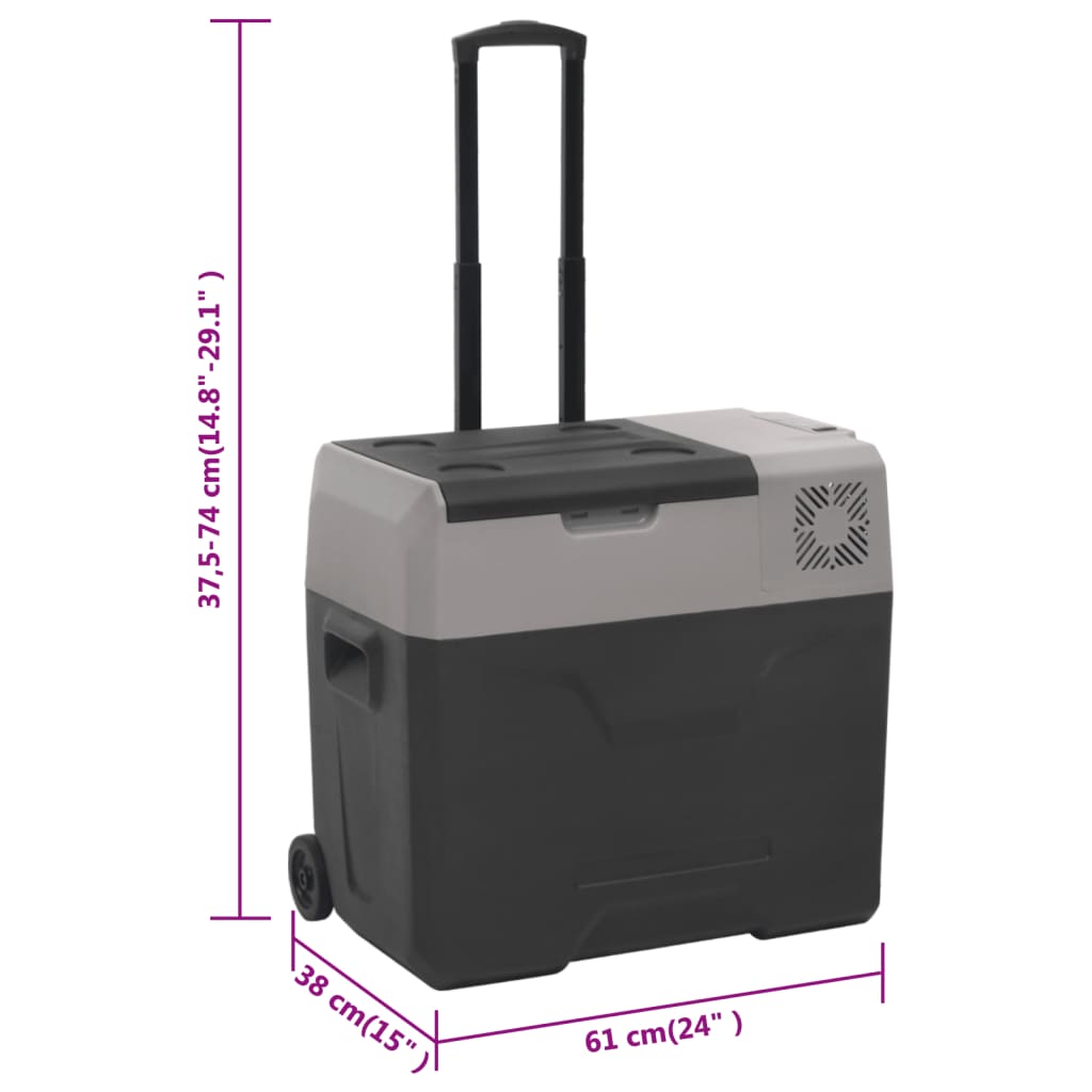 vidaXL Chladiaci box s kolieskom a adaptérom čierno-sivý 30 l PP