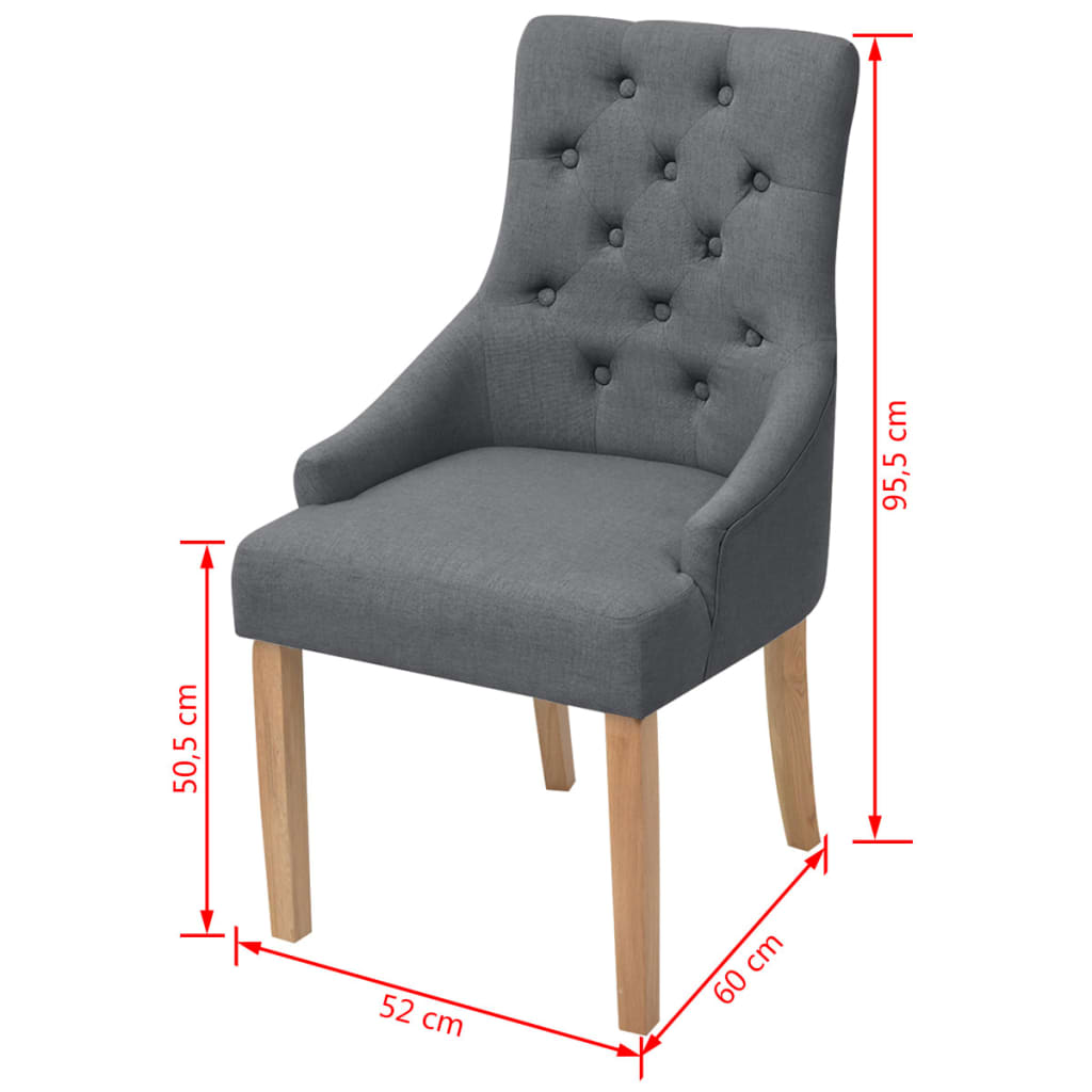 vidaXL Jedálenské stoličky 4 ks, tmavosivé, látka