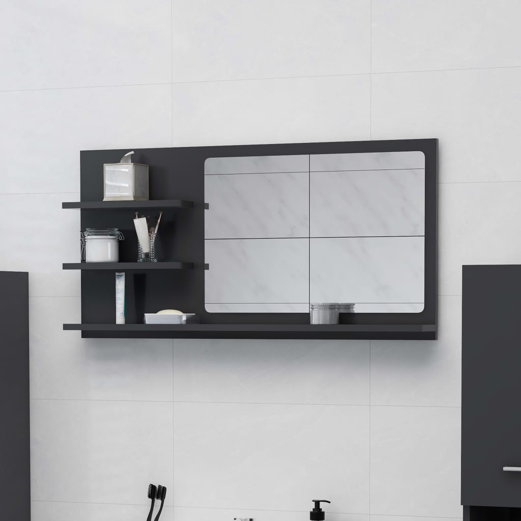 vidaXL Kúpeľňové zrkadlo, sivé 90x10,5x45 cm, kompozitné drevo