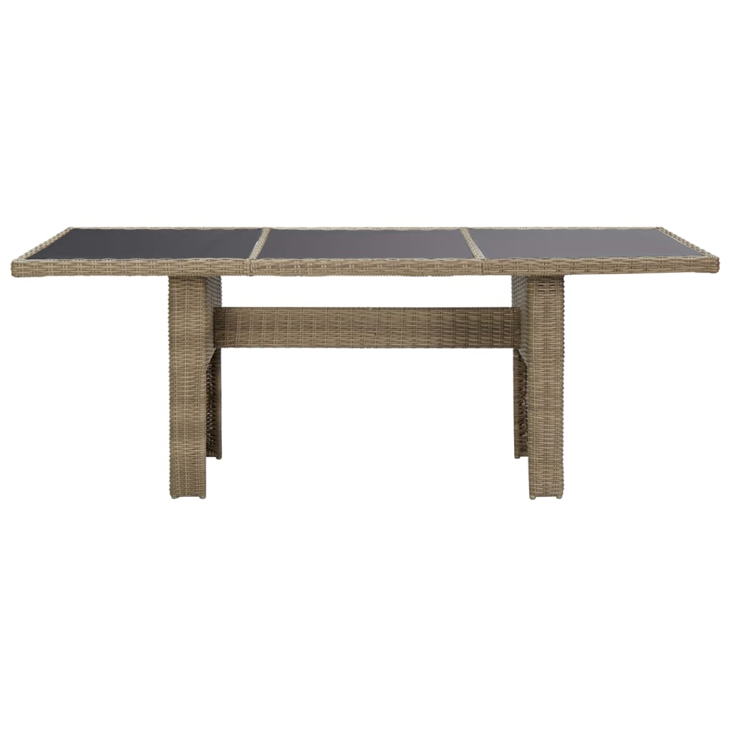 vidaXL Záhradný jedálenský stôl hnedý 200x100x74 cm sklo a polyratan