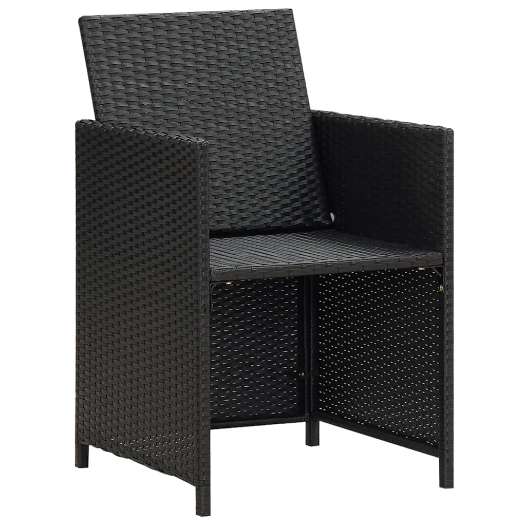 vidaXL Záhradné jedálenské stoličky s vankúšmi 4 ks čierne polyratan