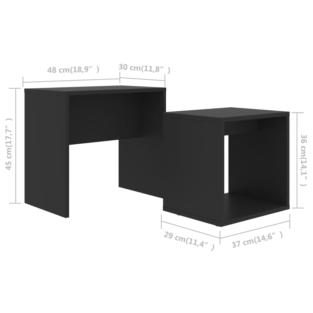 vidaXL Sada konferenčných stolíkov čierna 48x30x45 cm drevotrieska