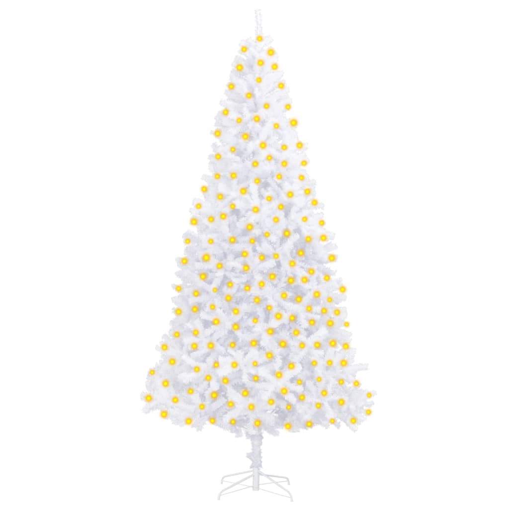 vidaXL Osvetlený umelý vianočný stromček 300 cm, biely