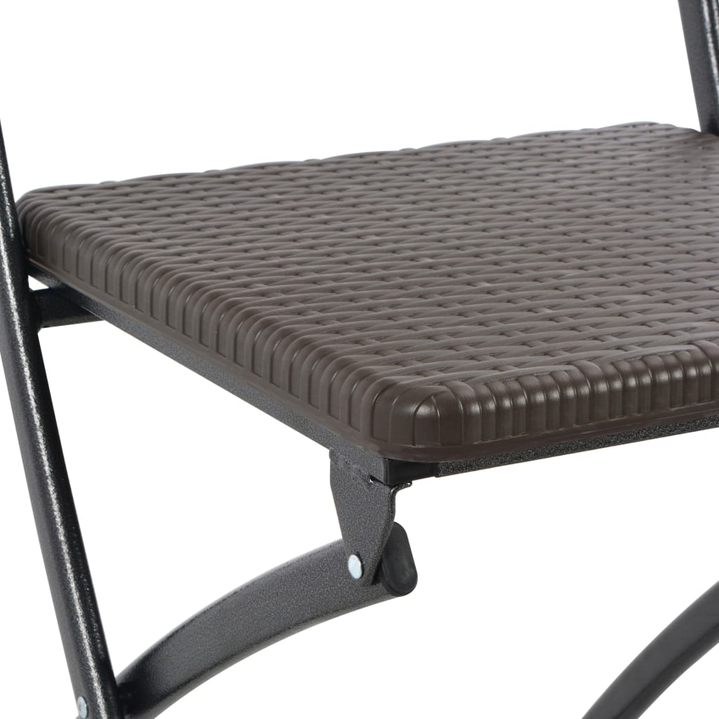 vidaXL Skladacie záhradné stoličky 4 ks, HDPE a oceľ, hnedé