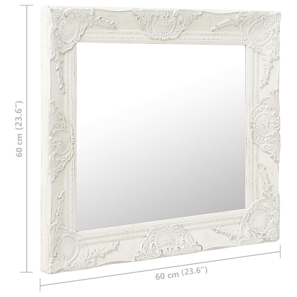 vidaXL Nástenné zrkadlo v barokovom štýle 60x60 cm biele