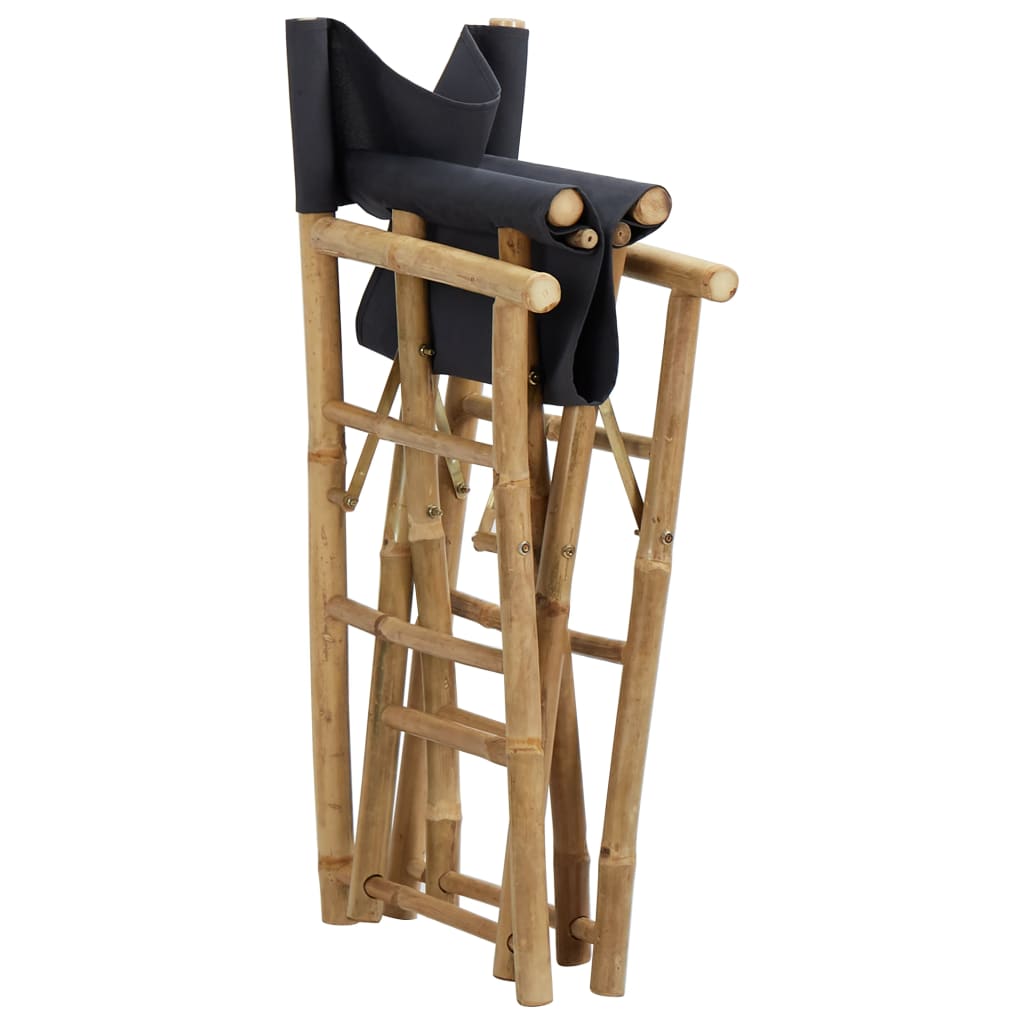 vidaXL Skladacie režisérske stoličky 2 ks tmavosivé bambus a látka