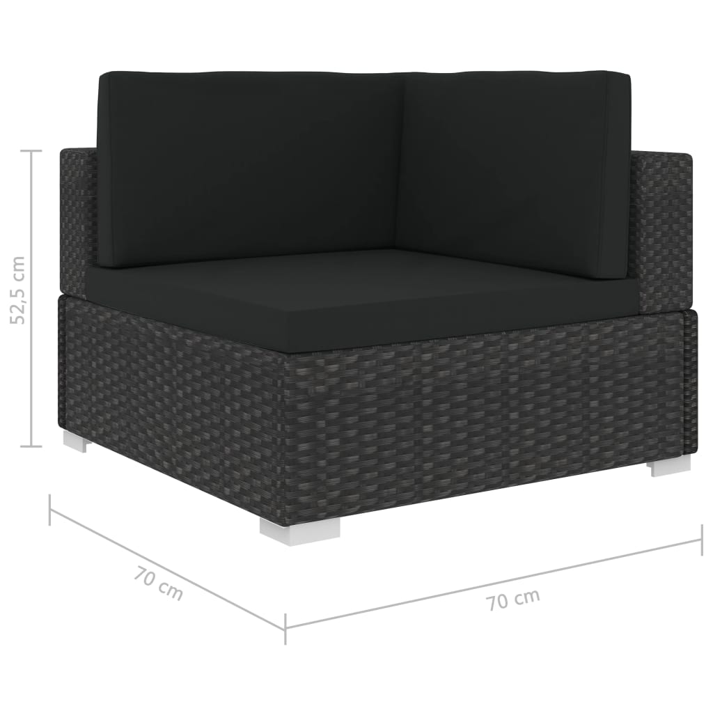 vidaXL 6-dielna záhradná sedacia súprava+podložky, čierna, polyratan