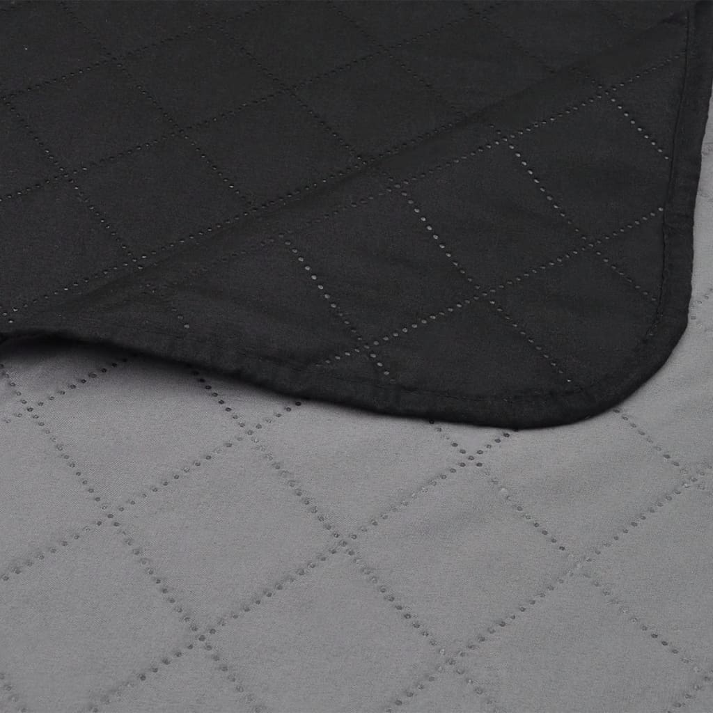 130885 Double-sided Quilted Bedspread Black/Grey 230 x 260 cm