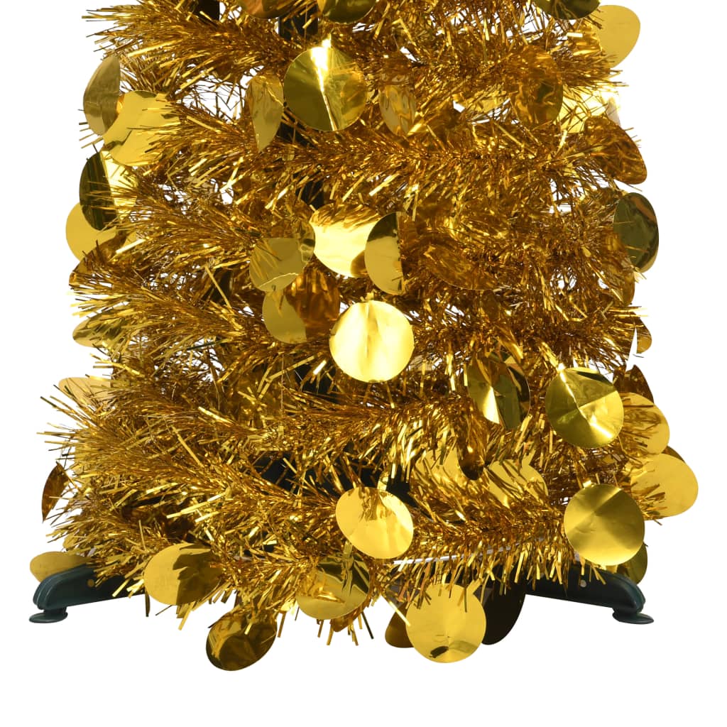 vidaXL Rozkladací umelý vianočný stromček, zlatý 120 cm, PET