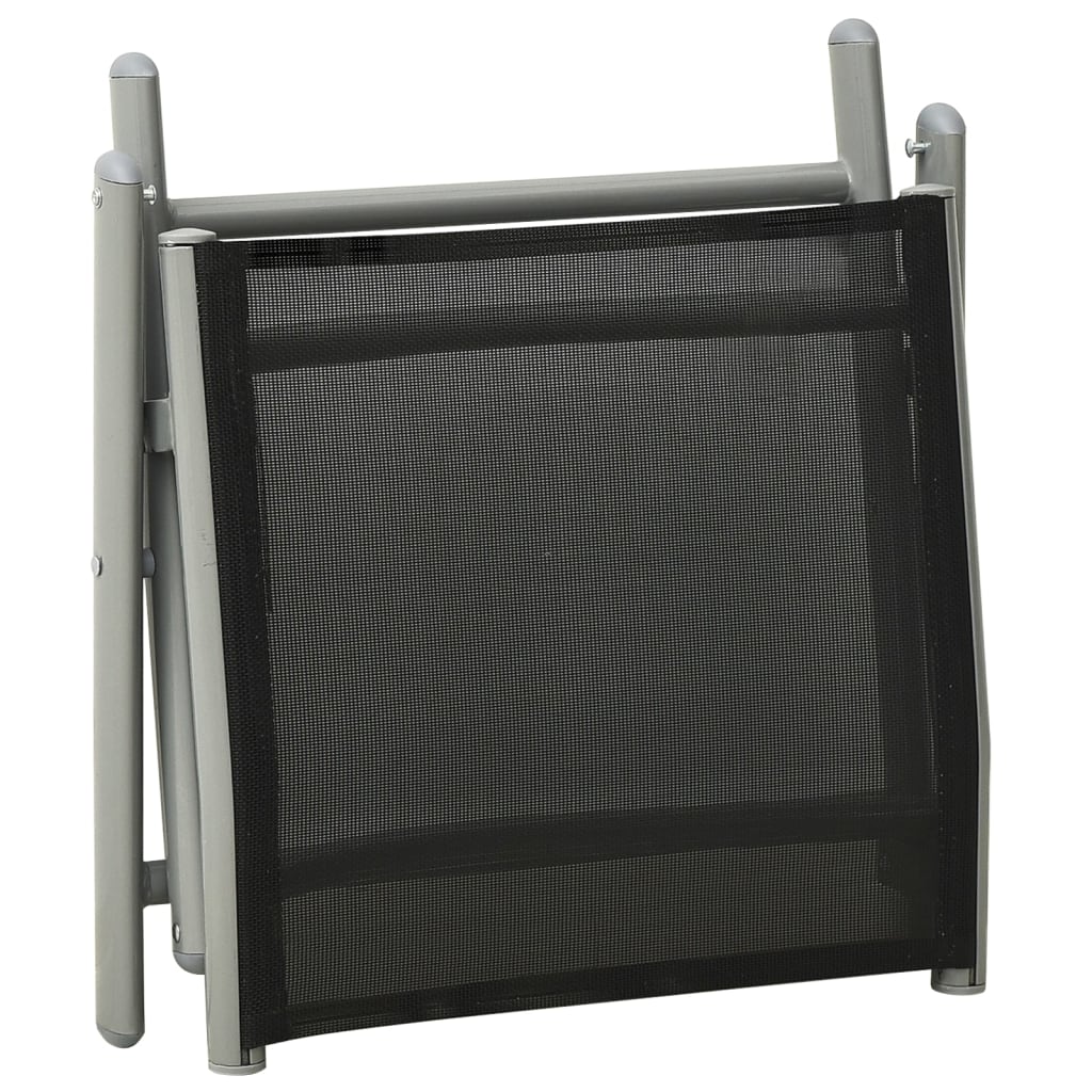 vidaXL Skladacia podnožka čierna a strieborná hliník a textilén