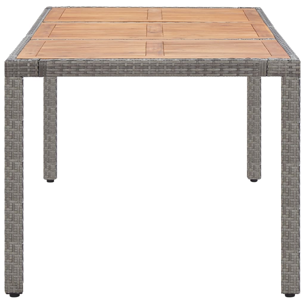 vidaXL Záhradný stôl, sivý 190x90x75 cm, polyratan a akáciový masív