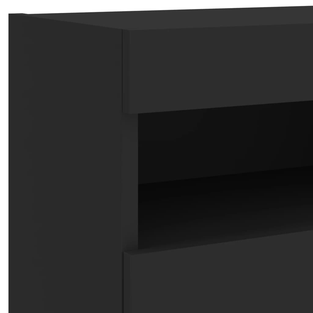 vidaXL 5-dielne TV nástenné skrinky s LED čierne kompozitné drevo